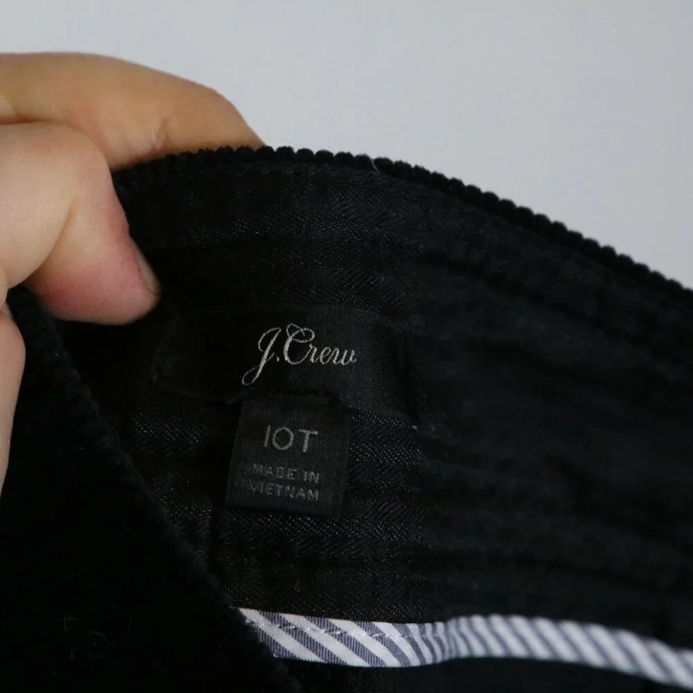 J Crew Corduroy High Rise Straight Leg Trouser Pants Women 10 Tall Black Neutral